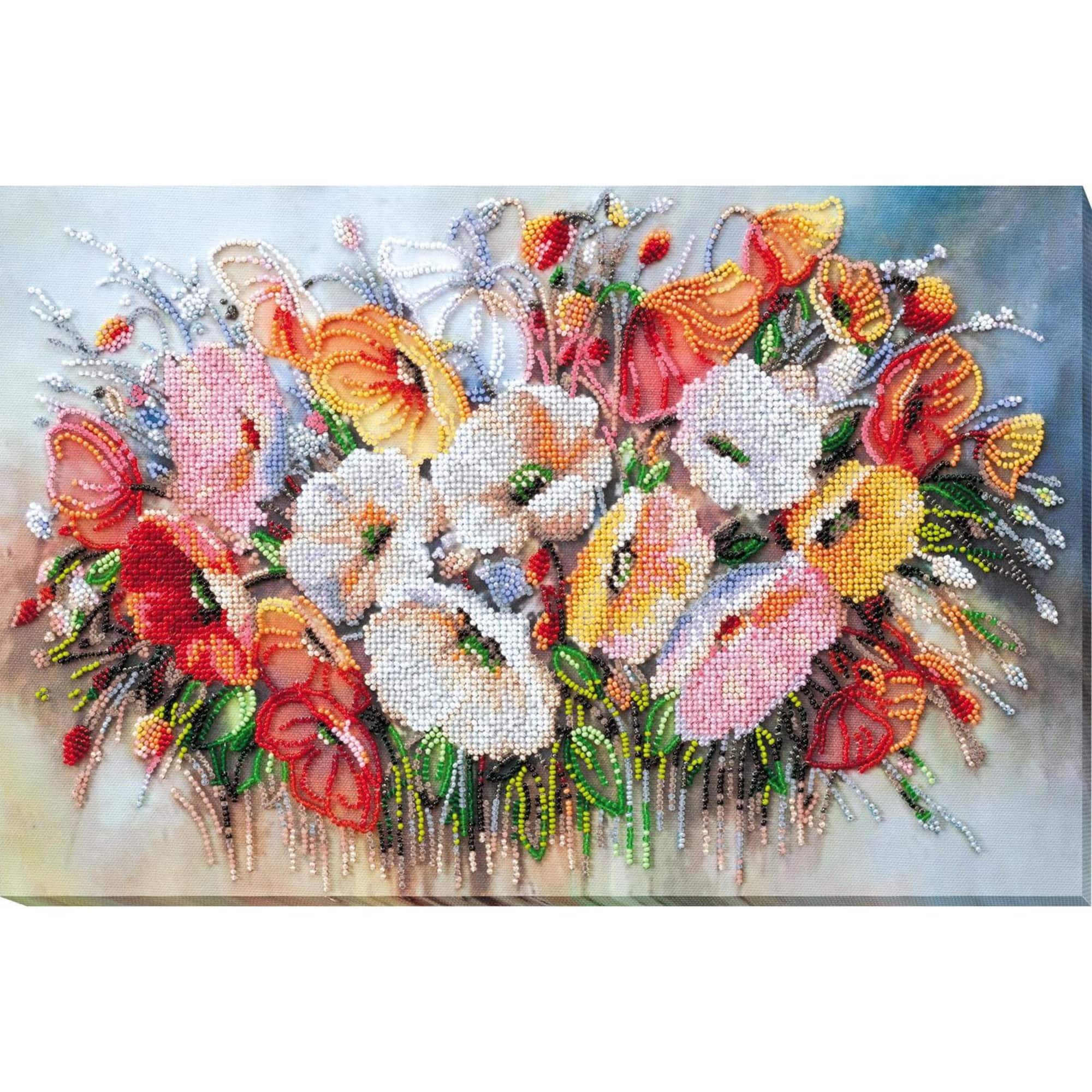 Abris Art Delicate Flowers Bead Embroidery Kit